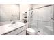 Clean bathroom with a glass-enclosed shower and modern vanity at 4145 Nopal Serrano Ave, Las Vegas, NV 89141