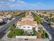 Overhead view of a residential neighborhood showcasing well-maintained homes and tree-lined streets at 7984 Laurena Ave, Las Vegas, NV 89147