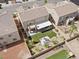 An aerial view of a home's backyard with a patio and landscaping at 1604 Patrick Thomas Ct, North Las Vegas, NV 89086