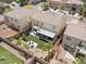 Aerial view of a backyard with landscaping and a covered patio at 1604 Patrick Thomas Ct, North Las Vegas, NV 89086