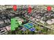 Scenic aerial view showcasing community amenities: park, pickle ball, tennis, basketball, playground, BBQ, and trails at 2826 Barrow Downs St, Las Vegas, NV 89135