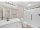 Bright bathroom features new vanity, toilet and glass enclosed shower at 2851 S Valley View Blvd # 1195, Las Vegas, NV 89102