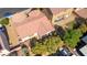 An aerial view of the home with covered patio, landscaping, and neighboring houses at 5412 Dalle Valley St, North Las Vegas, NV 89031