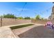 A backyard that includes a brick patio, small patch of artificial turf, and cinder block wall at 7819 Rachelis St, North Las Vegas, NV 89084