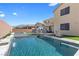 Stunning backyard pool and spa, ideal for relaxing and enjoying the outdoor space at 8953 Hitch Creek St, Las Vegas, NV 89131