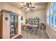 Office features include a sauna, desk, shelving and natural light from shuttered windows at 10149 Terrastone Dr, Las Vegas, NV 89148