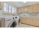Bright laundry room featuring a modern washer and dryer, plus neutral cabinetry and countertops at 1931 Pago Ct, Las Vegas, NV 89117