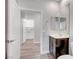 Modern bathroom with a single sink at 2238 Thelen Ave, North Las Vegas, NV 89086