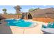 Backyard pool and spa area featuring a unique design and ample space for lounging and relaxation at 251 Las Palmaritas Dr, Las Vegas, NV 89110
