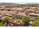 An elevated backyard view featuring a pool with lush landscaping and rock features at 358 Whispering Tree Ave, Las Vegas, NV 89183