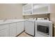 Bright laundry room equipped with modern appliances, built-in cabinets, and ample counter space at 358 Whispering Tree Ave, Las Vegas, NV 89183