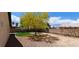 Well-maintained backyard with artificial turf, desert landscaping, mature trees, and block wall at 4619 Reliant St, North Las Vegas, NV 89031