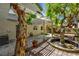 Backyard with water feature, covered patio and lush landscaping at 7429 Fencerow St, Las Vegas, NV 89131