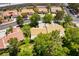 Aerial view of a single-story house with a tile roof and mature landscaping in a residential area at 8516 Millsboro Dr, Las Vegas, NV 89134