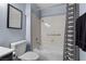 Updated bathroom with a bathtub and shower and modern fixtures at 8629 Prairie Hill Dr, Las Vegas, NV 89134