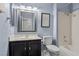 Bright bathroom featuring a new sink, vanity, toilet and shower at 8629 Prairie Hill Dr, Las Vegas, NV 89134