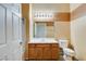 Bathroom featuring a single sink vanity, toilet and shower, all conveniently placed at 9303 Gilcrease Ave # 2198, Las Vegas, NV 89149