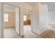 Neutral bedroom featuring carpet, two-tone paint and a window at 9303 Gilcrease Ave # 2198, Las Vegas, NV 89149