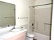 Well-lit bathroom offers a shower-tub combo and ample counter space at 2044 Mesquite Ln # 301, Laughlin, NV 89029
