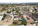 Expansive aerial view of the neighborhood showcasing the homes, lush greenery, and distant city skyline at 3075 Santa Margarita St, Las Vegas, NV 89146