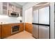 Modern kitchen is equipped with stainless steel appliances, sleek cabinetry, and a streamlined aesthetic at 3726 Las Vegas Blvd # 2410, Las Vegas, NV 89158