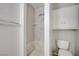 Stand up shower with built in shelf and patterned tile at 4030 Del Monte Ave, Las Vegas, NV 89102