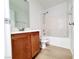 Bathroom featuring vanity, mirror, lighting, toilet and tub with shower at 7863 Warwickshire Way, Las Vegas, NV 89139