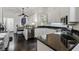 Modern kitchen featuring white cabinets, stainless steel appliances, and dark countertops at 7988 Harbour Towne Ave, Las Vegas, NV 89113