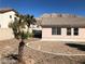 Spacious backyard with mountain views, desert landscaping, and mature palm trees at 1083 Sterling Peak St, Las Vegas, NV 89110