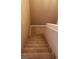 Carpeted staircase leading to the next level with painted banister and handrail at 1423 Orange Jubilee Rd, Henderson, NV 89014