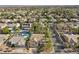 Aerial front view of a two story home in a residential neighborhood with desert landscaping at 253 White Willow Ave, Las Vegas, NV 89123