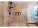 Close up of the custom tiled walk-in shower with glass surround at 3443 Citruscedar Way, North Las Vegas, NV 89032
