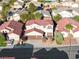 This elevated view highlights the home's front elevation, two-car garage, and landscaping at 4114 Jessica Marie St, North Las Vegas, NV 89032