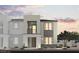 Modern home features a stylish stone facade, balcony, neutral color palette, and well-maintained landscaping at 5761 Crenellated St # Lot 60, Las Vegas, NV 89148