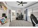 Functional bedroom featuring a built-in closet and an office area at 6717 Lincoln Wood St, Las Vegas, NV 89149