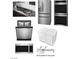 Modern stainless steel appliances for the kitchen and laundry, including a refrigerator, oven, microwave, dishwasher, and washer/dryer at 8809 Barium Rock Ave, Las Vegas, NV 89143