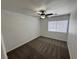 Bright bedroom features neutral walls, ceiling fan and plush carpeting at 10574 Salmon Leap St, Las Vegas, NV 89183