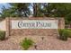 Community entrance sign for Copper Palms featuring stone accents and manicured landscaping at 1150 N Buffalo Dr # 1007, Las Vegas, NV 89128
