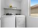 Convenient laundry room equipped with a washing machine, dryer and storage shelf at 2276 Sky Island Dr, Henderson, NV 89002