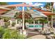 Community pool with seating, landscaping, and covered seating area at 231 W Horizon Ridge Pkwy # 1228, Henderson, NV 89012