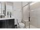 Modern bathroom features a sleek vanity, glass-enclosed shower, and contemporary fixtures at 2601 Nevada Agave Ln, Las Vegas, NV 89138