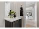 Modern powder room features a sleek vanity, contemporary fixtures, and stylish decor at 2601 Nevada Agave Ln, Las Vegas, NV 89138