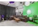 Basement setup with soundproofing, equipment, and seating area at 3632 Julia Waldene Ct, Las Vegas, NV 89129