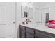 Bathroom featuring white vanity, sink, faucet, and modern fixtures with white door at 3632 Julia Waldene Ct, Las Vegas, NV 89129