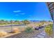 Landscaped backyard with desert plants, rock ground cover and golf course view at 4924 E Cactus Canyon Dr, Pahrump, NV 89061