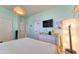 Bedroom with light blue walls and white furniture at 8137 Cape Flattery Ave, Las Vegas, NV 89147