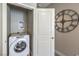 Efficient laundry room with a front-loading washer, maximizing space and functionality at 1048 Forrest Falcon Dr, Henderson, NV 89011