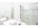 Sleek bathroom featuring a marble tile shower, modern vanity, and fixtures at 10591 Haywood Dr, Las Vegas, NV 89135