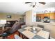 Cozy living room featuring an open floor plan, and an adjacent dining area with modern decor at 2200 Highpointe Dr # 202, Laughlin, NV 89029