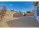 The backyard is enclosed with rock groundcover and block wall at 2728 Holmfault St, Henderson, NV 89044